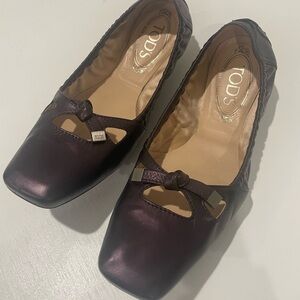 Tod's Deep Purple Loafers with Knot Detail